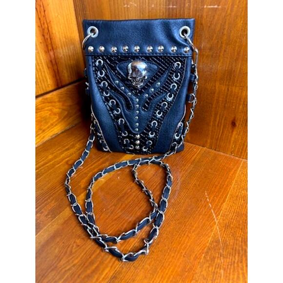 Skull Purse Crossbody Bag Goth Punk Shoulder Handbag Multiple Compartments - Picture 1 of 12